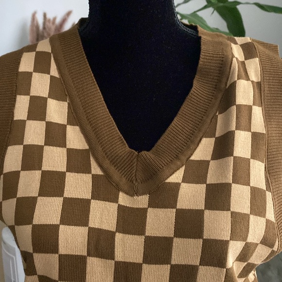 Daisy Street brown checker vest - Picture 5 of 6